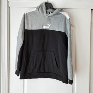 Puma XXL‎ Hoodie Pullover Sweatshirt Colorblock Gray Black White Mens Comfy